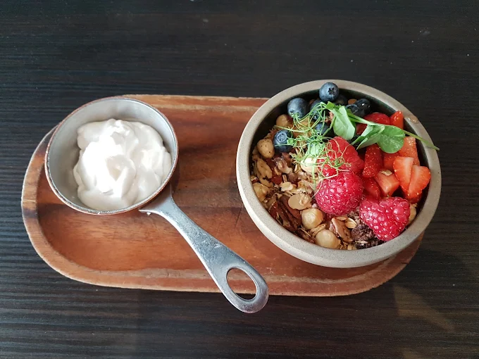 Granola with yoghurt and fresh berries at SIX